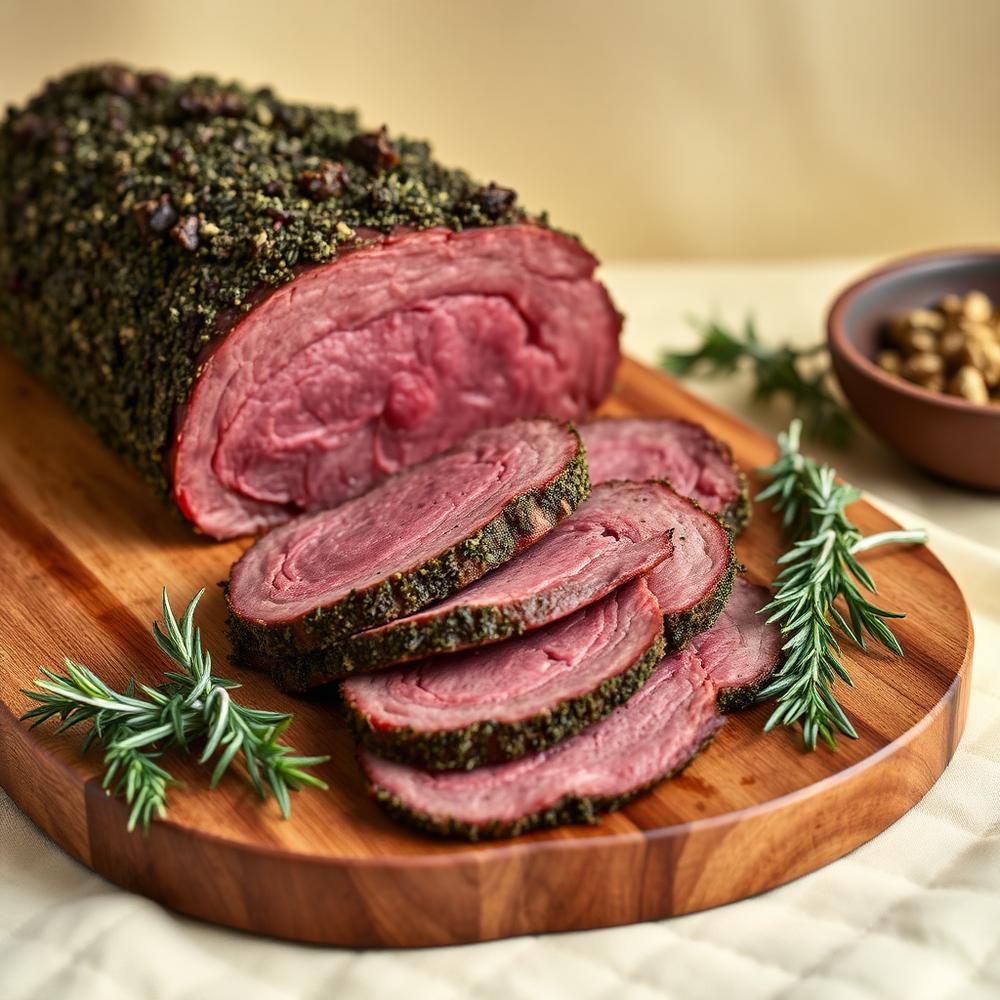 Herb-crusted roast beef